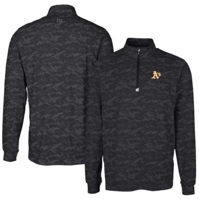 MLB Oakland Athletics Big & Tall Traverse Print Stretch Quarter-Zip Pullover Top