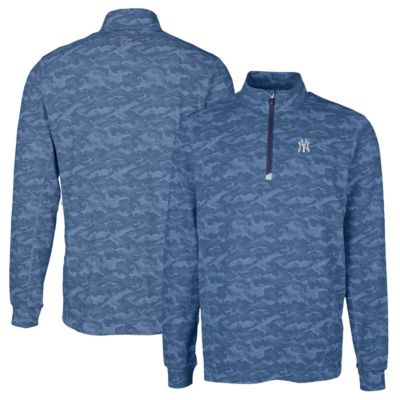 MLB New York Yankees Traverse Print Stretch Quarter-Zip Pullover Top