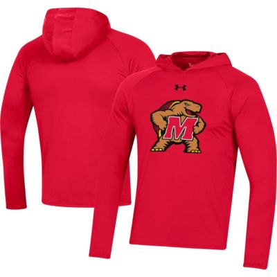 NCAA Under Armour Maryland Terrapins School Logo Raglan Long Sleeve Hoodie Performance T-Shirt