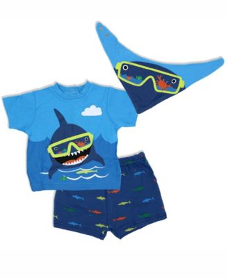 Baby Boys 3 Pc Shark Short Set