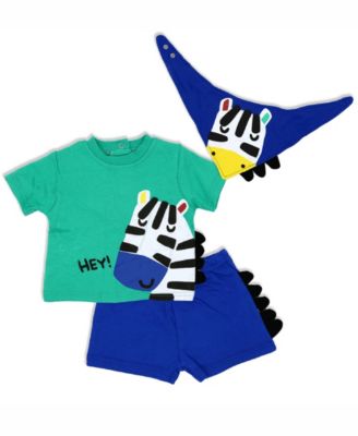 Baby Boys 3 Pc Zebra Shorts Set