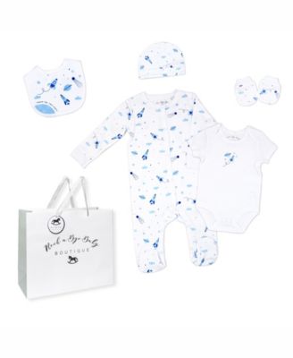 Baby Boys Rocket Ships Layette, 5 Piece Set