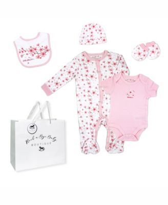 Baby Girls Cherry Blossoms Layette, 5 Piece Set