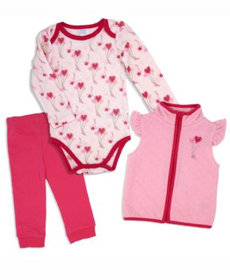 Baby Girls 3 Piece Hearts Vest Set