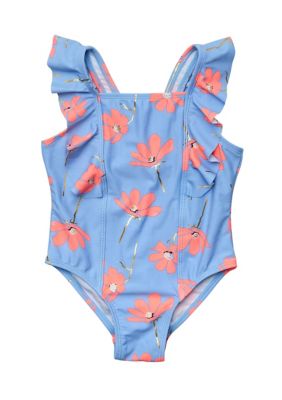 Beach Bloom Ruffle Shoulder Swimsuit