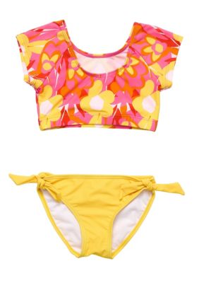 Pop of Sunshine Crop SS Rash Top Set