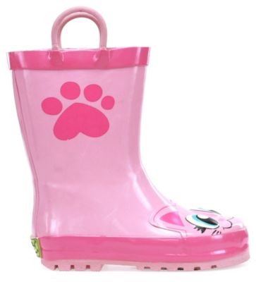Toddler/Youth Girl's Pink Kitty Rain Boot
