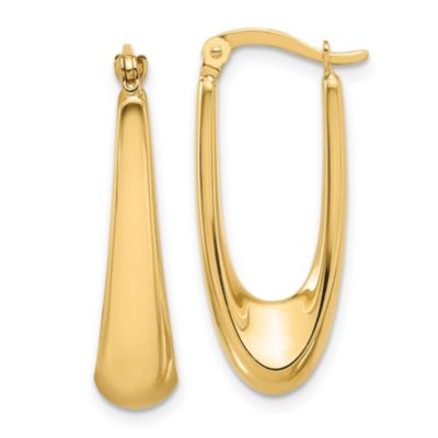 14K Yellow Gold Polished Hoop Earrings