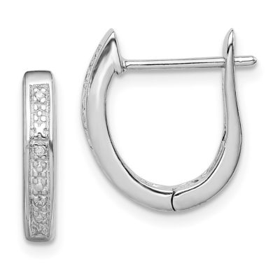 0.024 ct. t.w. Diamond Hinged Hoop Earrings in Rhodium-plated Sterling Silver