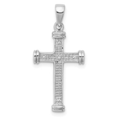 0.02 ct. t.w. Diamond Cross Pendant in Rhodium-plated Sterling Silver