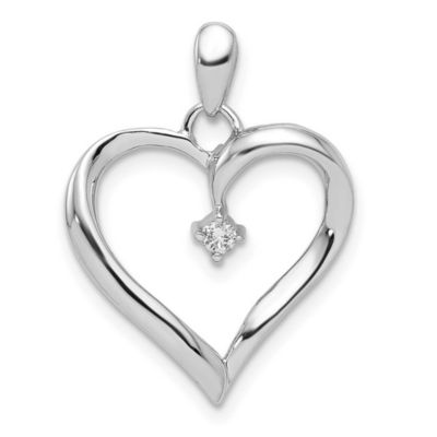 0.052 ct. t.w. Diamond Heart Pendant in Rhodium-plated Sterling Silver