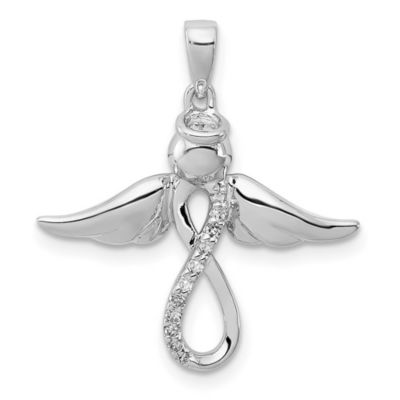 0.055 ct. t.w. Diamond Angel Pendant in Rhodium-plated Sterling Silver