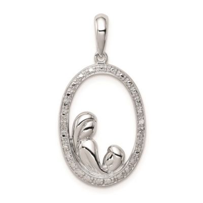 0.01 ct. t.w. Diamond Mother and Child Pendant in Rhodium-plated Sterling Silver