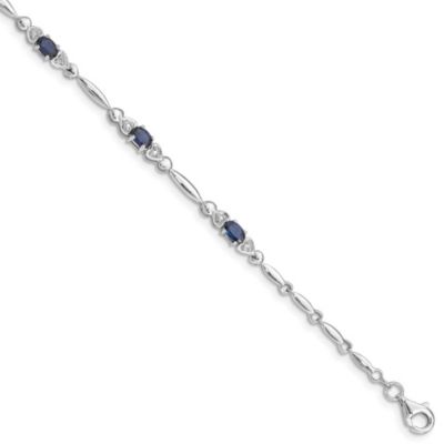 1.58 ct. t.w. Sapphire and 0.01 ct. t.w. Diamond Bracelet in Rhodium-plated Sterling Silver