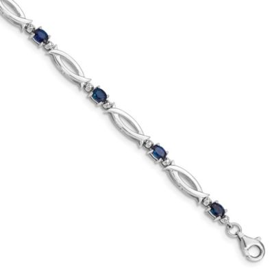 1.81 ct. t.w. Sapphire and 0.01 ct. t.w. Diamond Bracelet in Rhodium-plated Sterling Silver