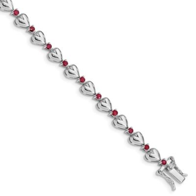 1.10 ct. t.w. Ruby Heart Bracelet in Rhodium-plated Sterling Silver