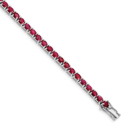 6.51 ct. t.w. Oval Ruby 7.5-inch Bracelet in Rhodium-plated Sterling Silver