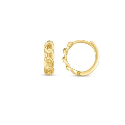 14K Yellow Gold  Curb Huggie Earring