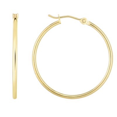 14K Yellow Gold Round Hoop