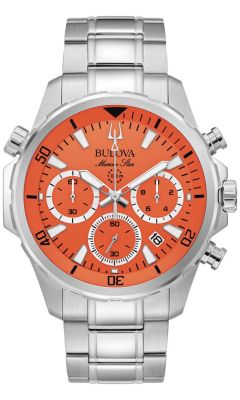 Bulova Men's Marine Star Chronograph Silver-tone Stainless Steel Bracelet Watch, 43.5mm