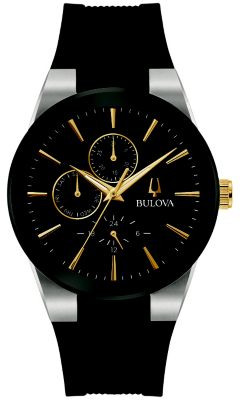 Bulova Men's Modern Millennia Black Rubber Strap Watch, 41mm