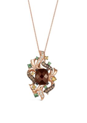 Crazy Collection® Pendant featuring 6 1/2 cts. Pomegranate Garnet™, 1/5 cts. Cinnamon Citrine®, 1/3 cts. Forest Green Tsavorite™, 1/4 cts. Chocolate Diamonds®, 1/5 cts. Nude Diamonds™ set in 14K Strawberry Gold®