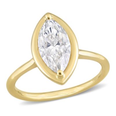 Lab Created Marquise-Shaped Moissanite Engagement Ring 10k Yellow Gold