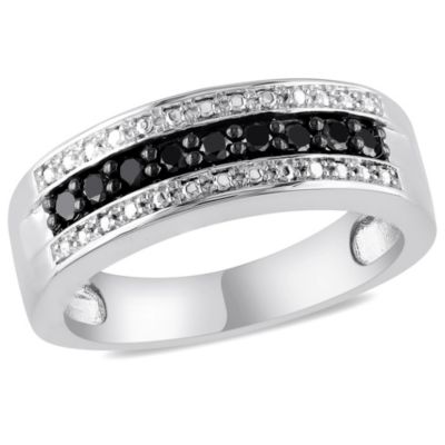 1/4 ct. t.w. Black Diamond Anniversary Band Sterling Silver with Rhodium Plated