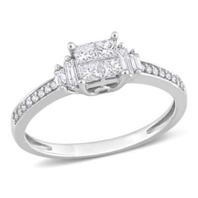1/2 ct. t.w. Diamond Quad Engagement Ring 14K White Gold