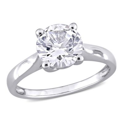 Lab Created White Sapphire Solitaire Engagement Ring 10K Gold