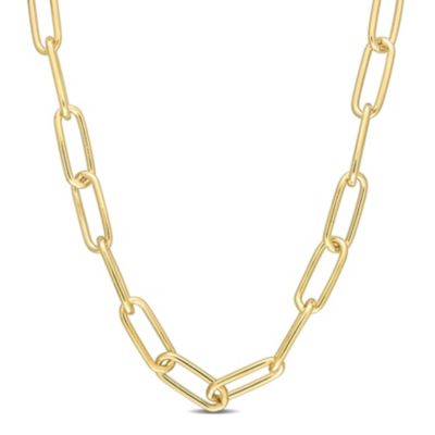 Belk & Co. 6MM Polished Paperclip Chain Necklace in 18k Yellow Gold Plated  Sterling Silver, 32