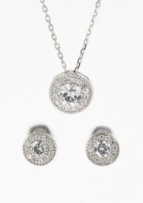 Lab Created Sterling Silver 1.96ct. tw. Moissanite Pendant and Earring Set