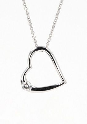 Lab Created Sterling Silver 0.13ct. tw. Moissanite Heart Pendant