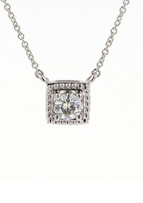 Lab Created Sterling Silver 0.33ct. tw. Moissanite Halo Pendant