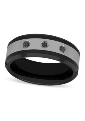 0.10 c.t.t.w. Black Diamond 8mm Band in Stainless Steel and Black Ceramic