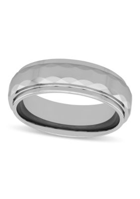 Faceted Step Edge 8mm Band in Tungsten