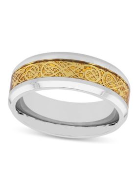 Gold-tone Inlay 8mm Band in Stainless Steel