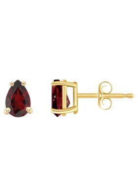 14K Gold 6x4 Pear Shape Garnet Earrings