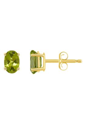 14K Gold 6x4 Oval Peridot Earrings