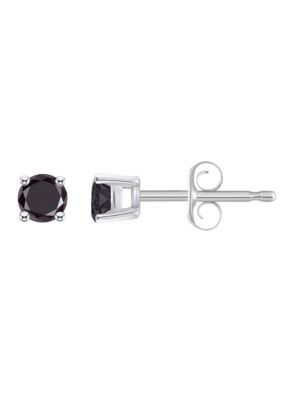 14K White Gold 1/4 CTTW Round Black Diamond Stud Earrings