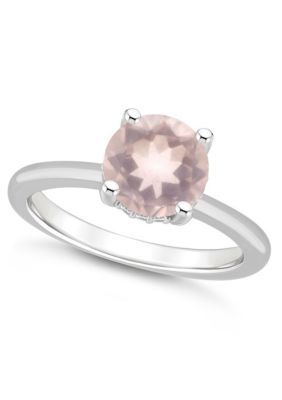 Sterling Silver 8mm Round Rose Quartz Diamond Accent Ring