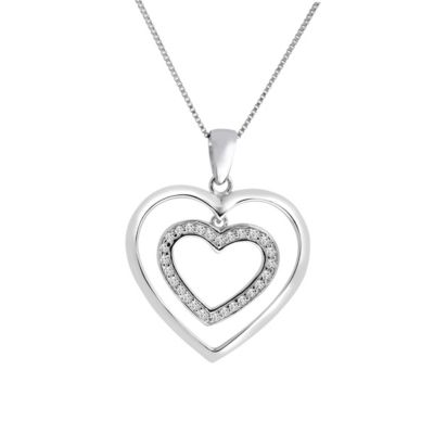 1/6 CTTW DOUBLE HEART PENDANT IN 10K WHITE GOLD
