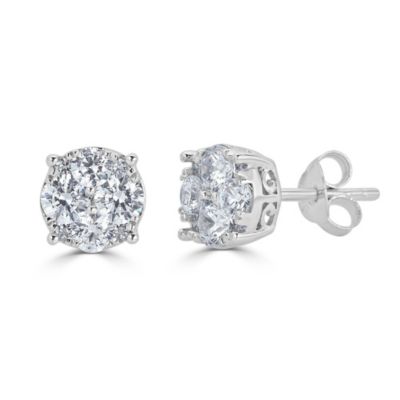 3/4Ctw Round Diamond Women Stud Earrings Set in 925 Sterling Silver