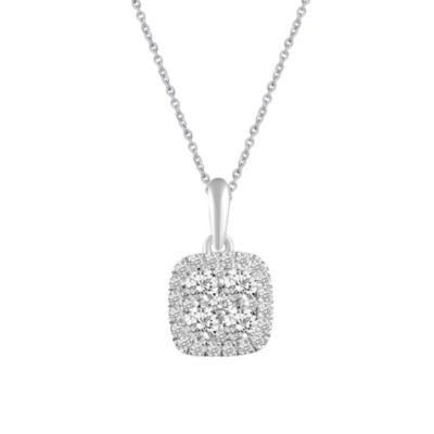 1/2Ctw Diamond Pendant Necklace set in 925 Sterling Silver with 18" cable chain