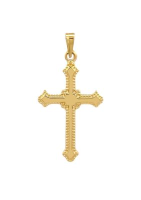 14K Yellow Gold Budded Edge Extra Small Cross