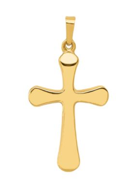 14K Yellow Gold Rounded Cross Pendant