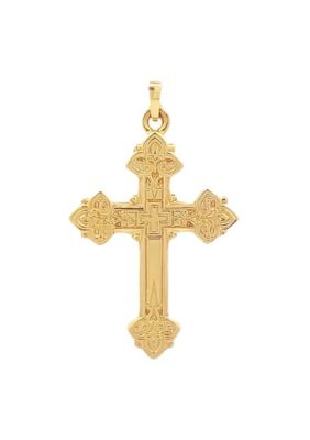 14K Yellow Gold Fancy Design Cross Pendant