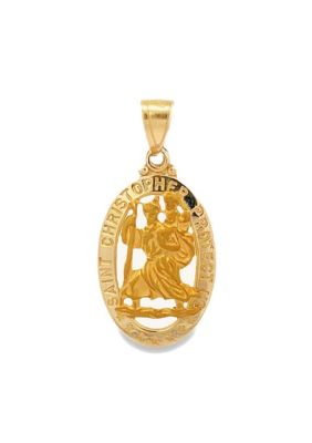 14K Yellow Gold Saint Christopher Pierced Medal