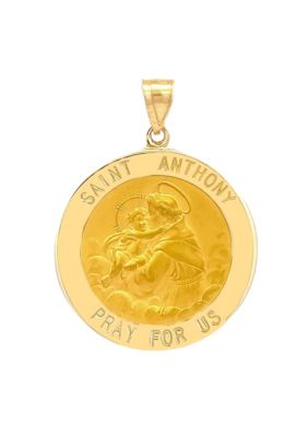 14K Yellow Gold Saint Anthony Medal Size of a Dime