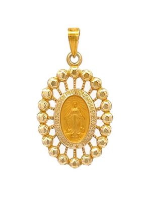 14K Yellow Gold Miraculous Beaded Frame Medal
